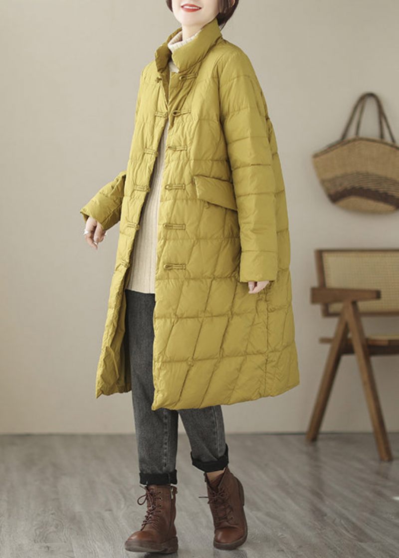 Nye Gule Knaplommer Patchwork Bomuldsfyldt Parka Fall - Dame dunjakker