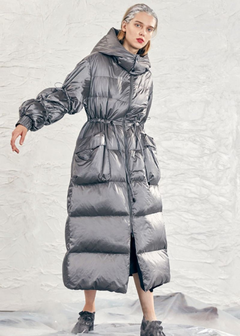 Original Design Karamel Hætte Snøre Andedun Puffer Coat Vinter - Dame dunjakker