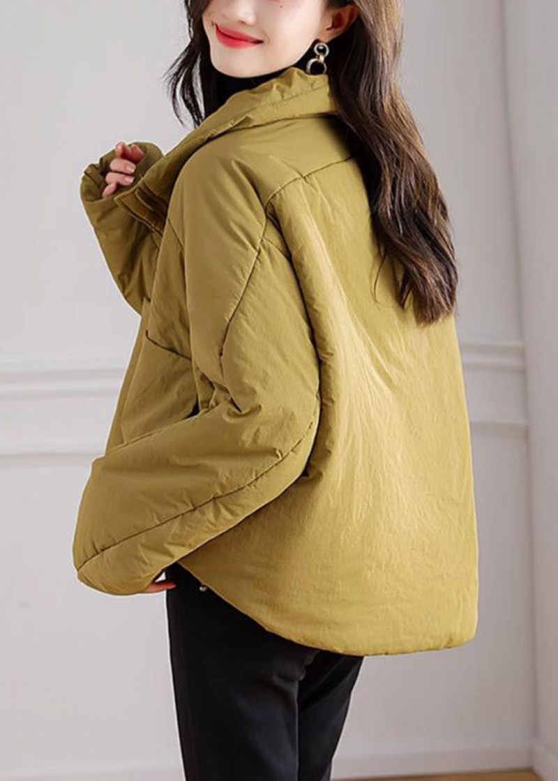 Plus Size Gule Lynlåslommer Patchwork Parka Winter - Dame dunjakker