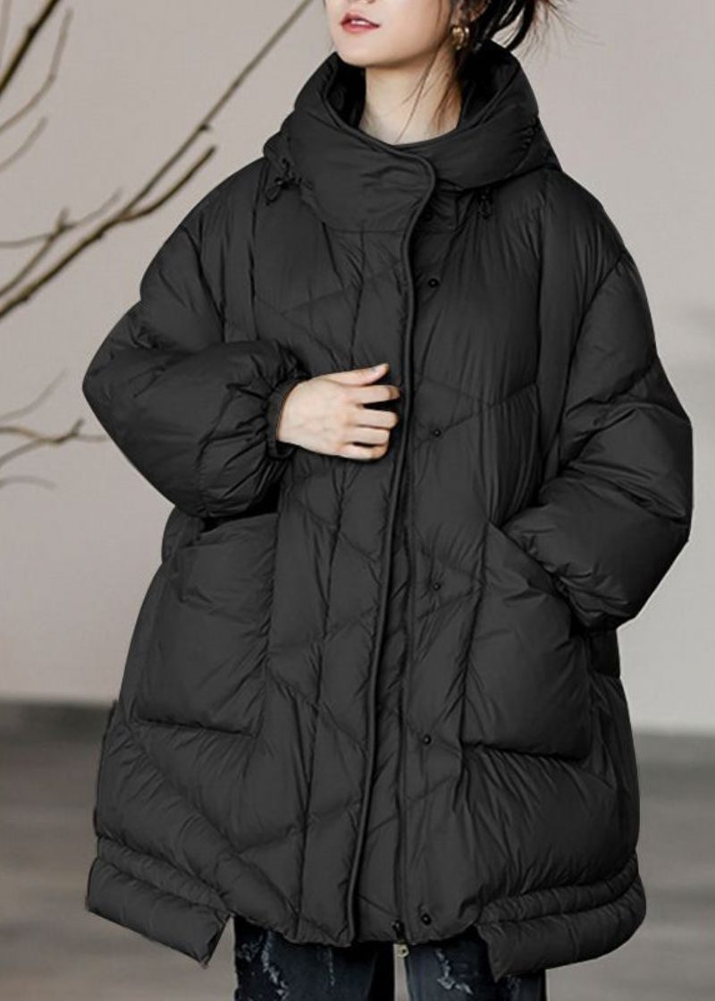 Plus Size Khaki Oversized Lommer Duck Down Puffer Jacket Vinter - Dame dunjakker