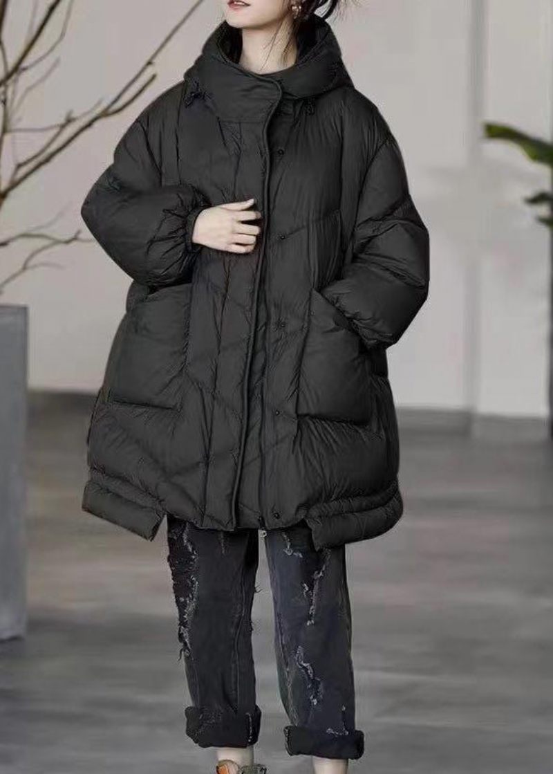 Plus Size Khaki Oversized Lommer Duck Down Puffer Jacket Vinter - Dame dunjakker