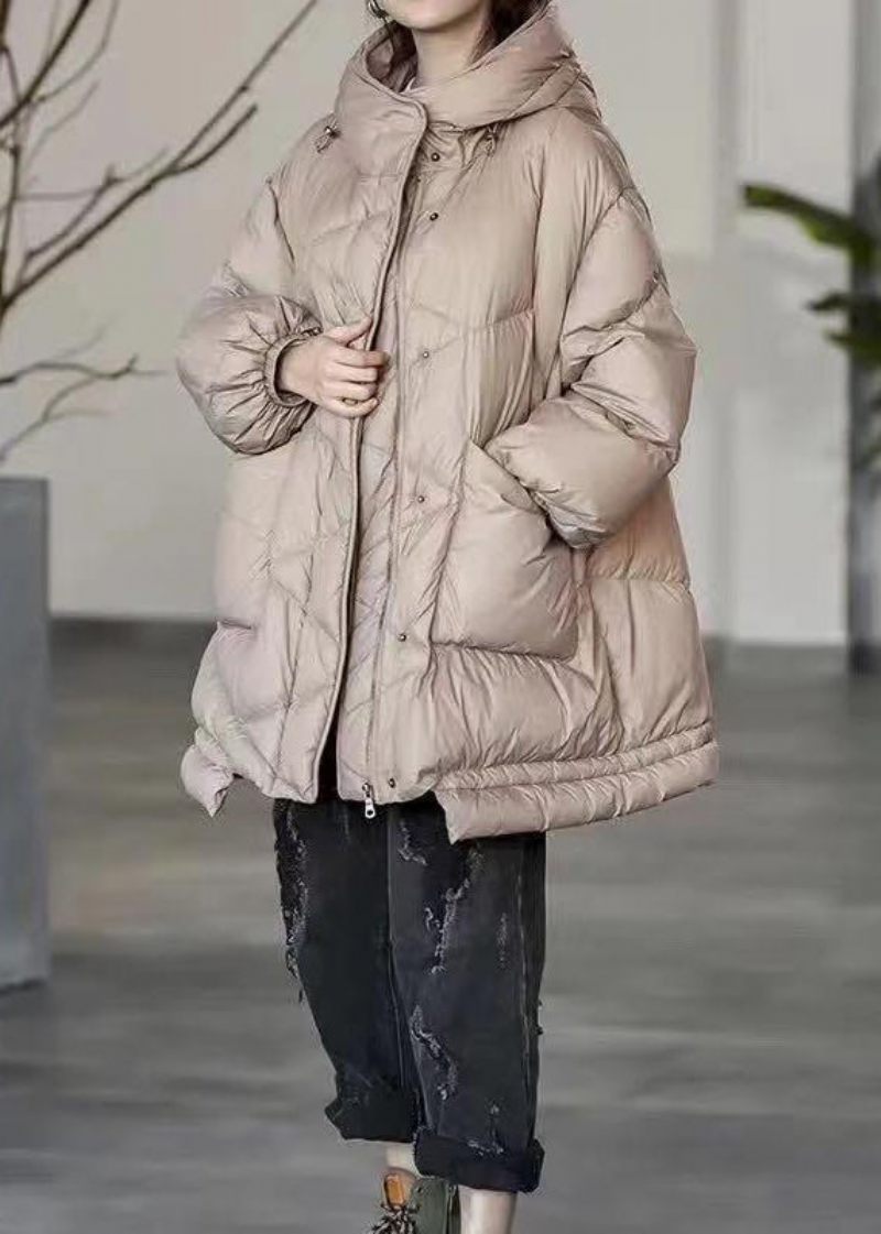 Plus Size Khaki Oversized Lommer Duck Down Puffer Jacket Vinter - Dame dunjakker