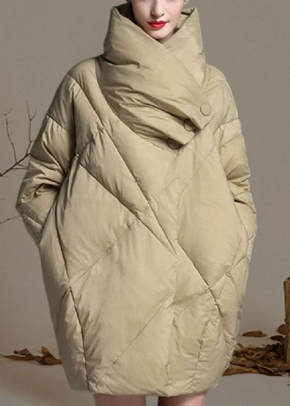 Plus Size Khaki Peter Pan Krave Knap Vinter Duck Down Coat