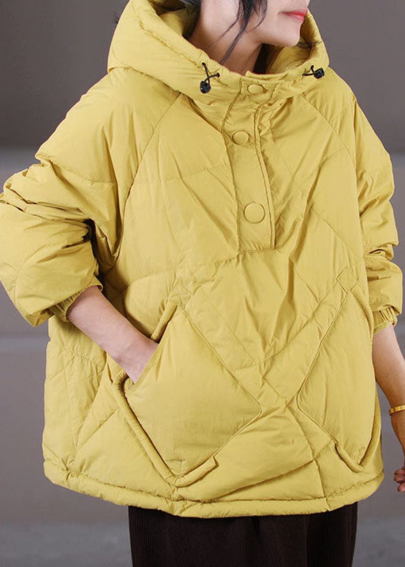 Plus Size Lysegrøn Hætte Snøre Duck Down Pullover Jakker Vinter - Dame dunjakker