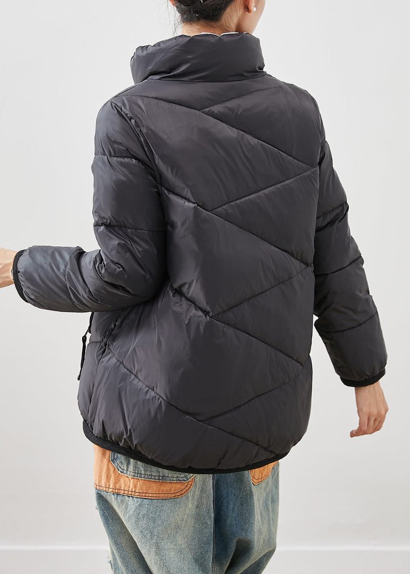 Simple Black Zip Up Duck Down Dunfrakker Vinter - Dame dunjakker