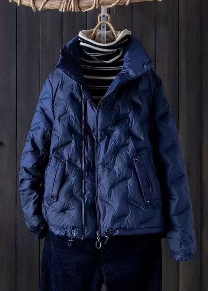 Simple Blue Short Puffer Jakker Winter Down Coat Outwear - Blå