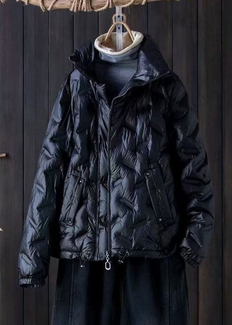 Simple Blue Short Puffer Jakker Winter Down Coat Outwear - Blå