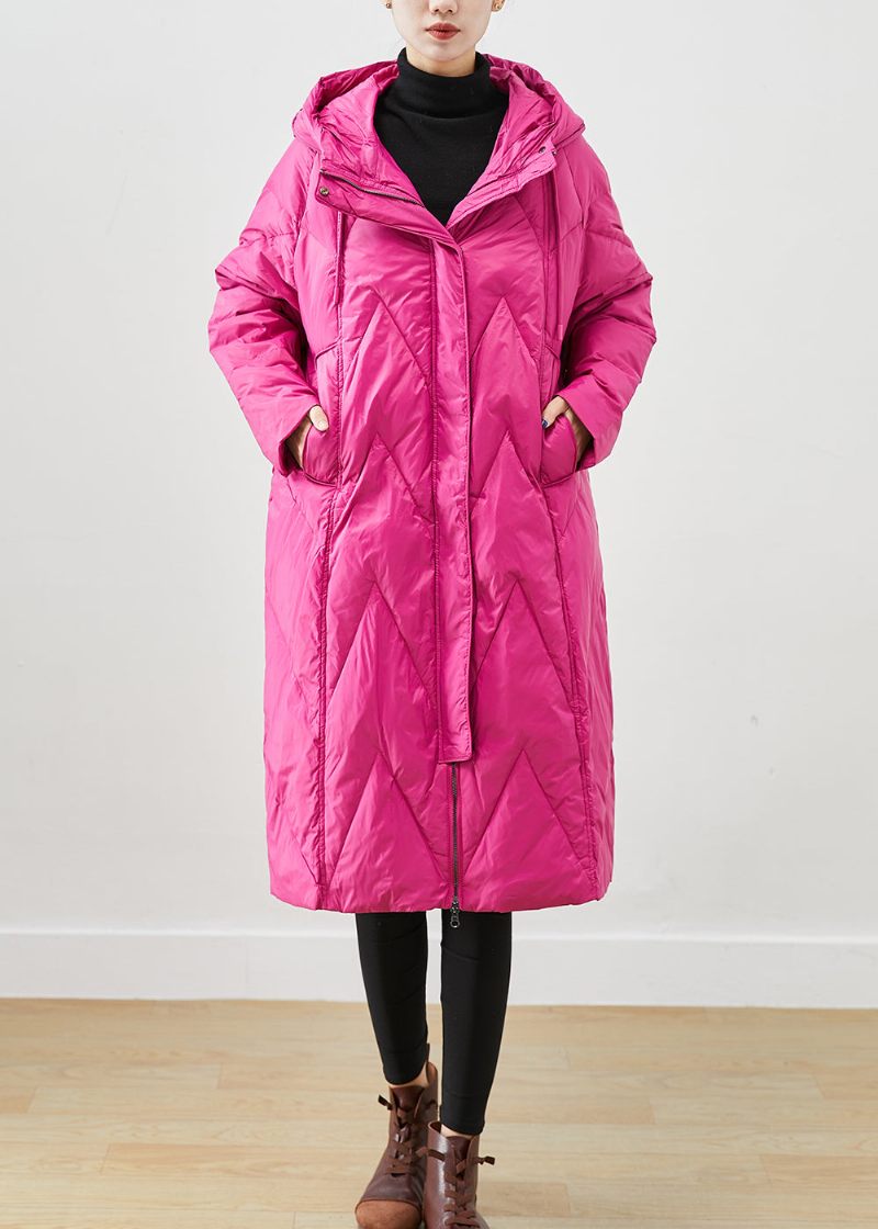 Smukke Rose Hooded Lommer Fine Bomuld Fyldt Puffer Jacket Vinter