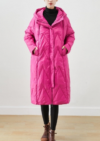 Smukke Rose Hooded Lommer Fine Bomuld Fyldt Puffer Jacket Vinter