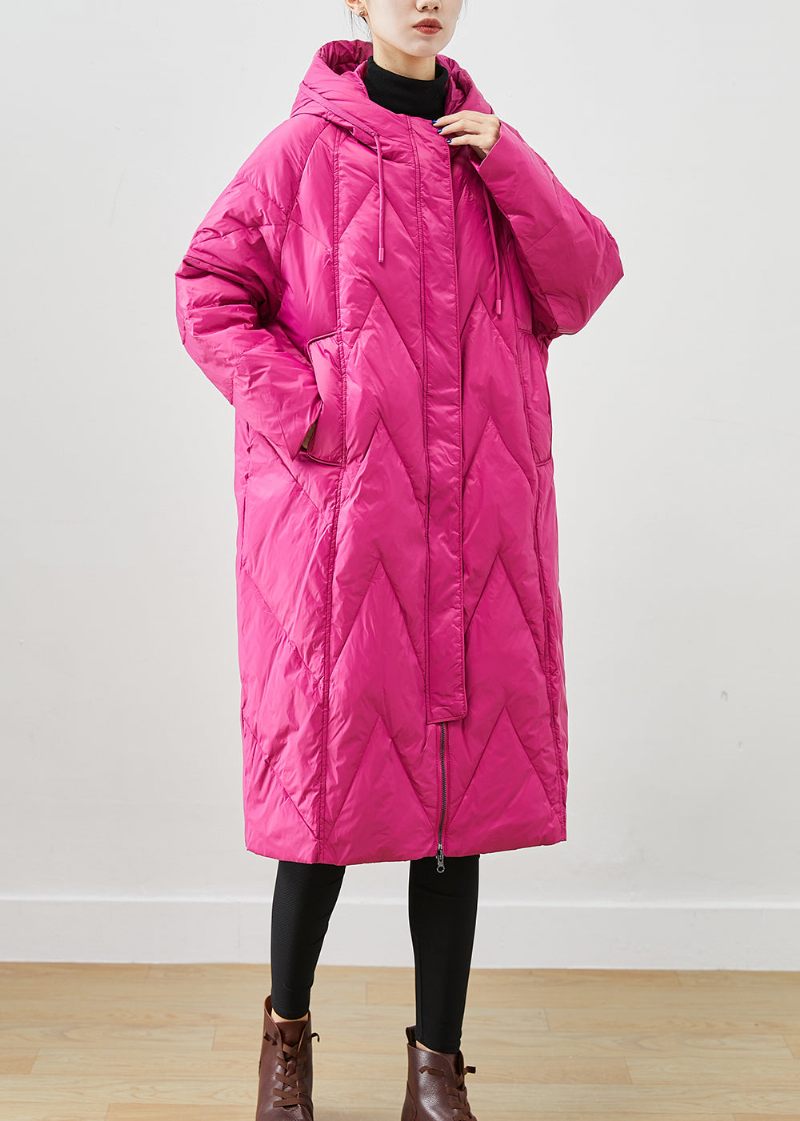 Smukke Rose Hooded Lommer Fine Bomuld Fyldt Puffer Jacket Vinter - Dame dunjakker