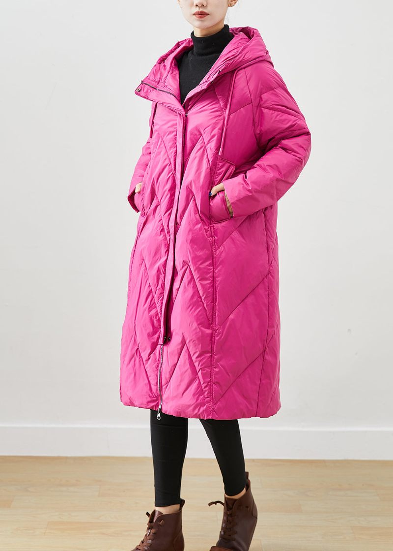 Smukke Rose Hooded Lommer Fine Bomuld Fyldt Puffer Jacket Vinter - Dame dunjakker