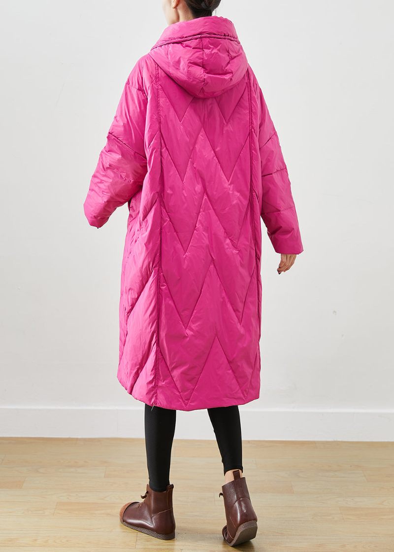 Smukke Rose Hooded Lommer Fine Bomuld Fyldt Puffer Jacket Vinter - Dame dunjakker