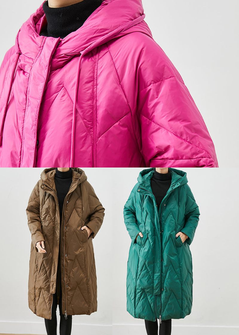 Smukke Rose Hooded Lommer Fine Bomuld Fyldt Puffer Jacket Vinter - Dame dunjakker