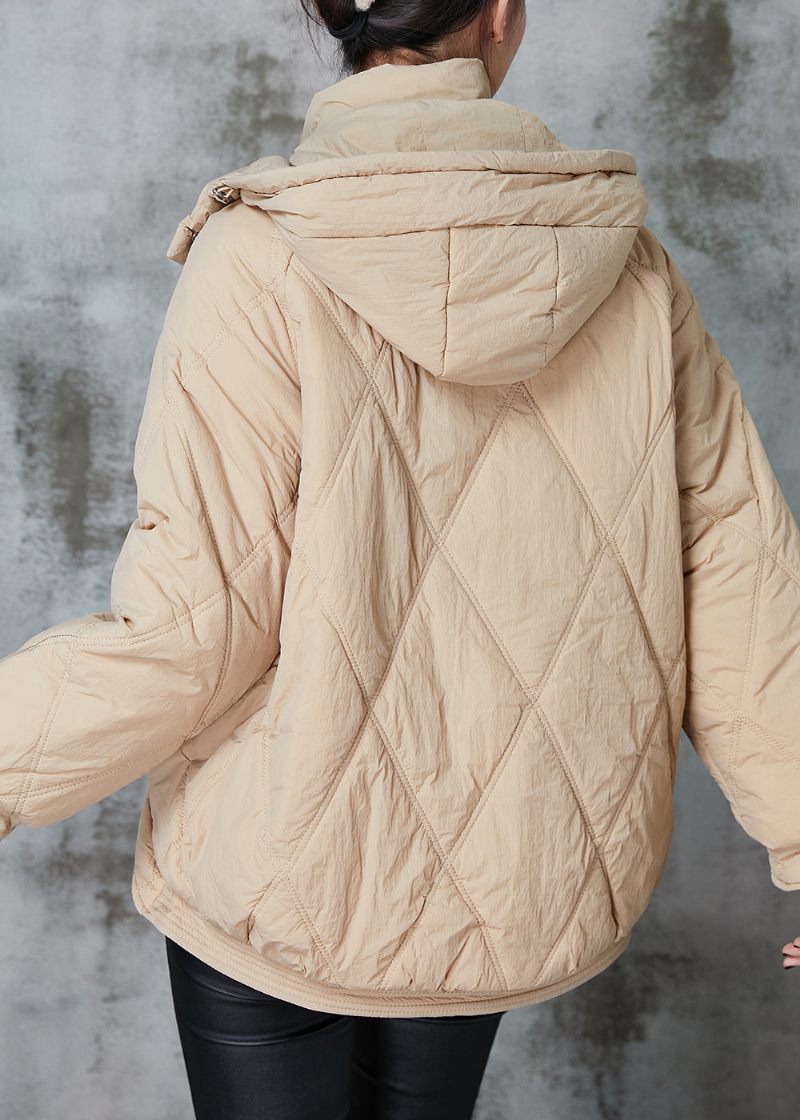 Stil Khaki Oversized Lommer Fine Bomuld Fyldt Parkaer Winter - Dame dunjakker