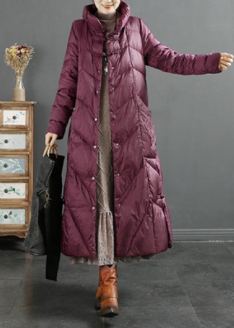 Stil Lilla Stand Krave Solid Forlæng Duck Down Puffer Jacket Vinter