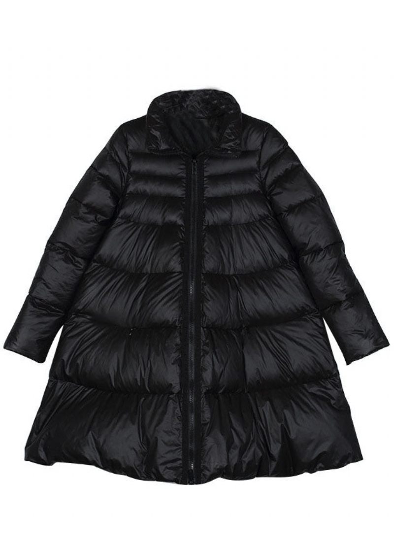 Trendy Sort Stand Krave Lynlås Mode Vinter Duck Down Coat - Dame dunjakker