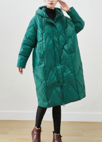 Vintage Grøn Oversized Tykke Fine Bomuld Fyldt Puffers Jakker Vinter