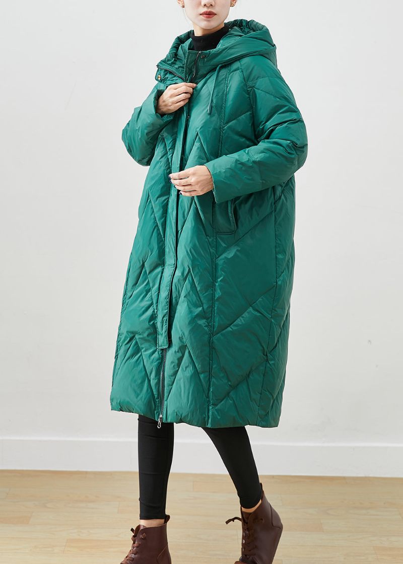 Vintage Grøn Oversized Tykke Fine Bomuld Fyldt Puffers Jakker Vinter - Dame dunjakker