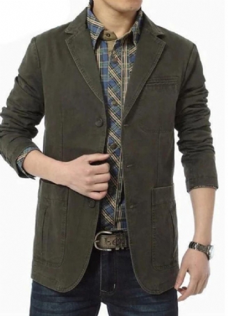 Forår Efterår Blazer Mænd Casual Bomuld Denim Jakker Slim Fit Luksus Suit Frakke Army Military Outwear