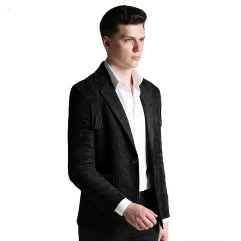 Herre Blazers Jakke Slim Fit Klassisk - Sort