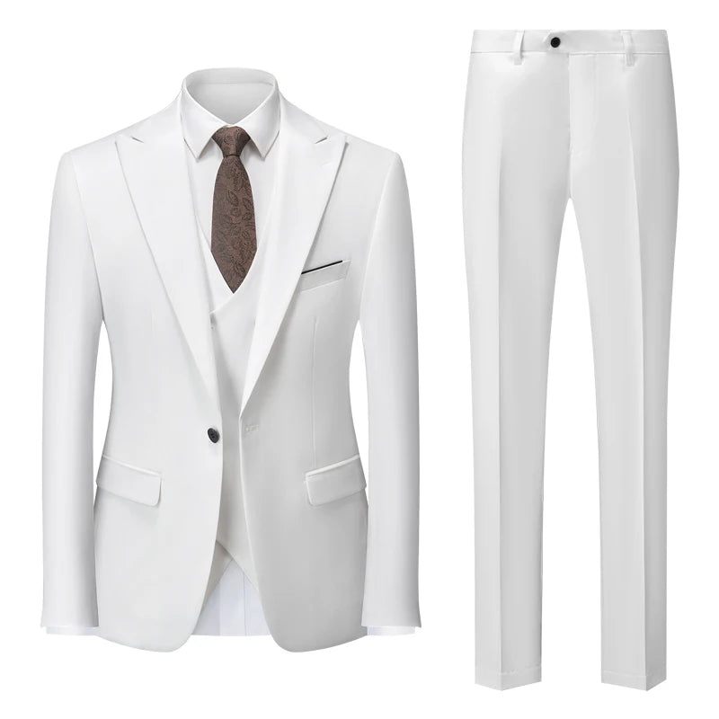 Herre Formel Business Office Suit Grooms Brudekjole Fest Blazer Talje Frakke Bukser - Sort