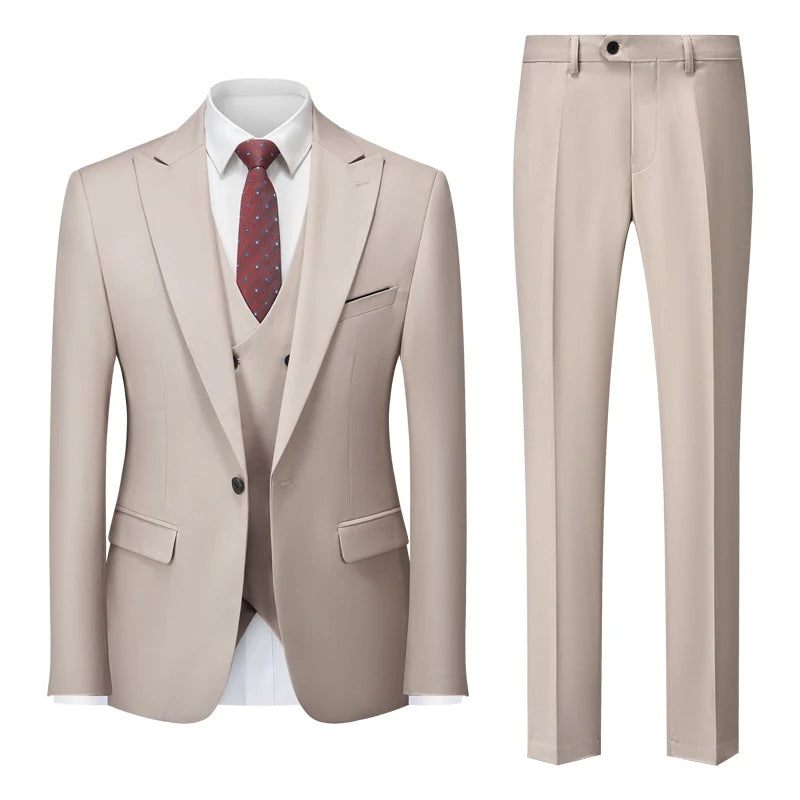 Herre Formel Business Office Suit Grooms Brudekjole Fest Blazer Talje Frakke Bukser - Sort