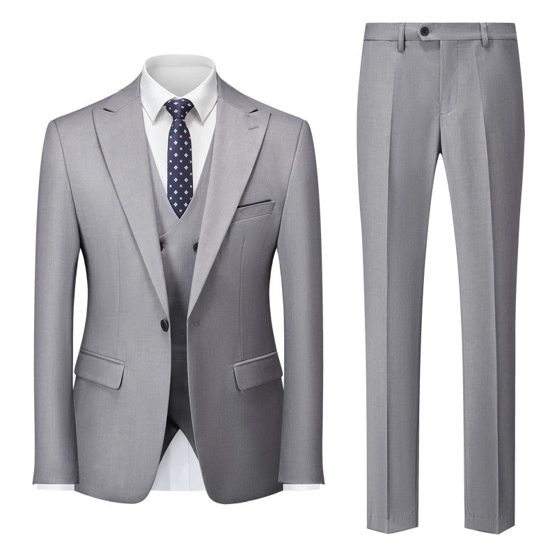 Herre Formel Business Office Suit Grooms Brudekjole Fest Blazer Talje Frakke Bukser - Sort