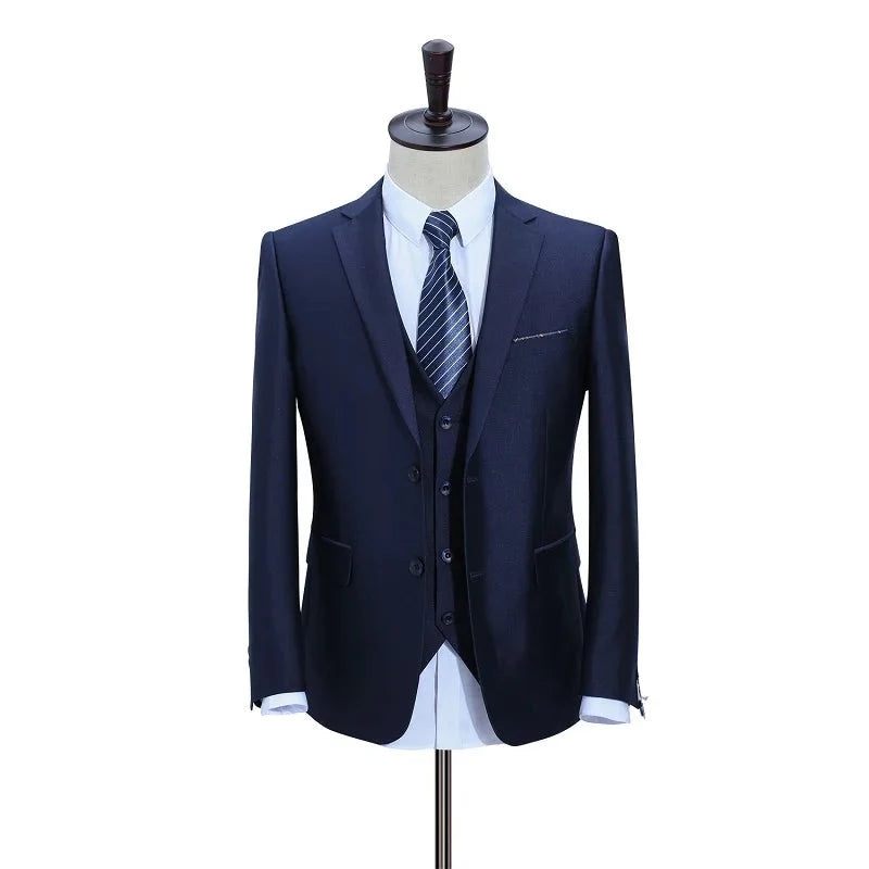 Herredragter Slim Custom Fit Tuxedo Business Kjole Brudedragt Blazer - Blå