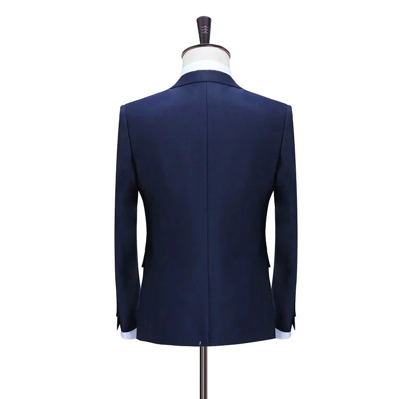 Herredragter Slim Custom Fit Tuxedo Business Kjole Brudedragt Blazer - Blå