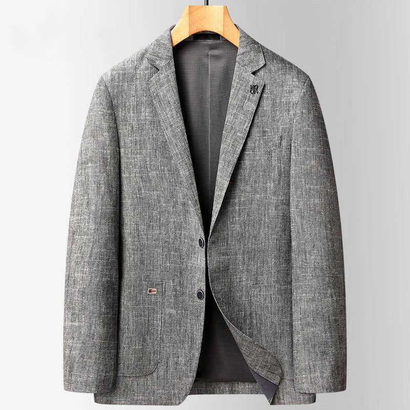 Linned Blazere Mand Løs Business Casual Suit Jakke Luksus Outdoor Coats Forårsdragter Til Mænd - Blå