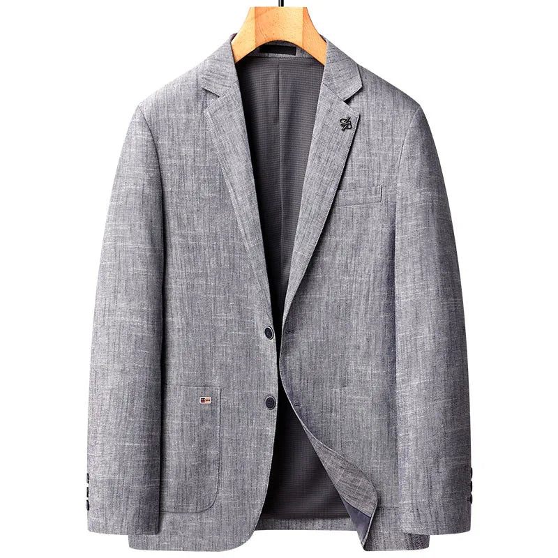 Linned Blazere Mand Løs Business Casual Suit Jakke Luksus Outdoor Coats Forårsdragter Til Mænd - Blå