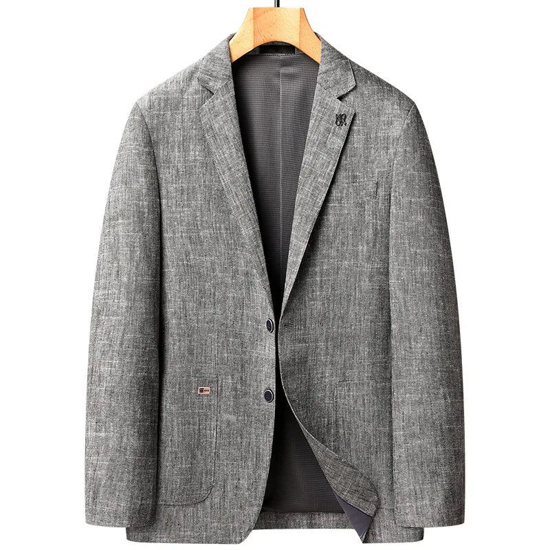 Linned Blazere Mand Løs Business Casual Suit Jakke Luksus Outdoor Coats Forårsdragter Til Mænd - Blå