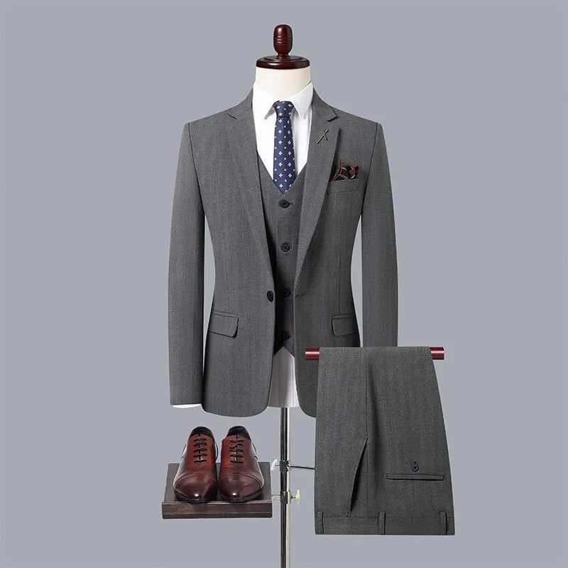 Mænd British Slim Formel Klassisk Gentleman Blazer Mand Solid Casual Suits - Lysegrå