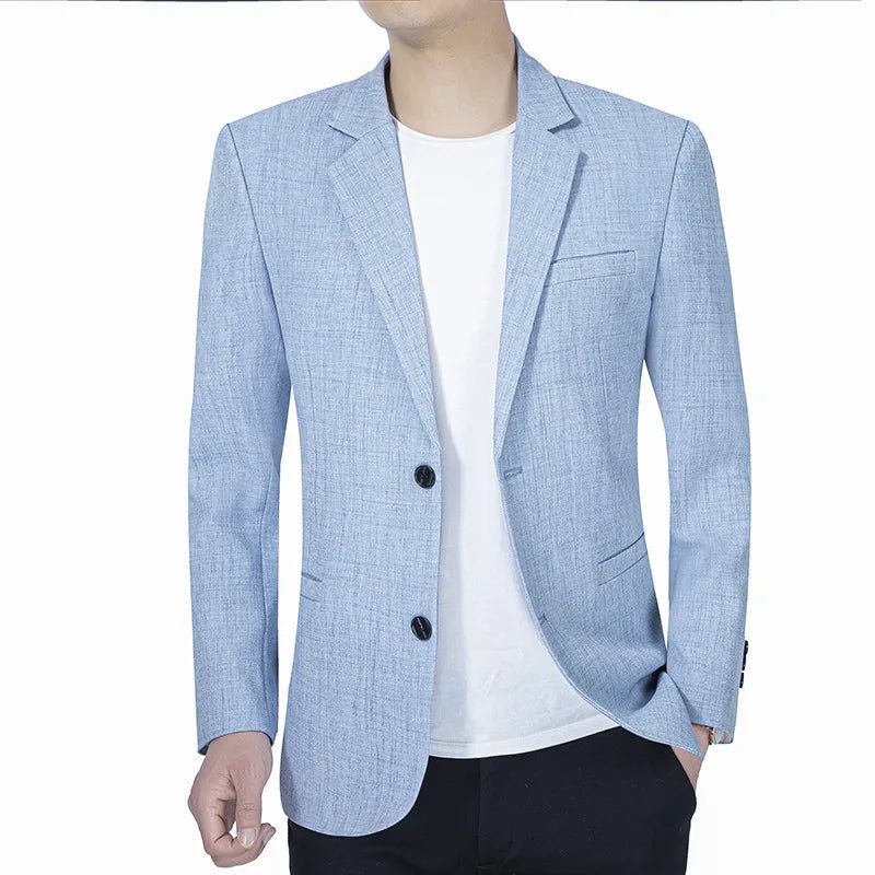 Mænd Jakke Tynde Blazere Forår Efterår Solid Business Casual Jakkesæt Tøj Blazer Frakker - Lyseblå