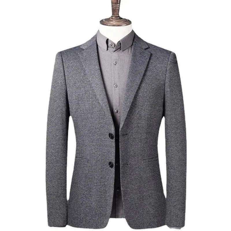 Mænds Casual Business Suit Jakke Groom Wedding Show Mand Blazer - Grå