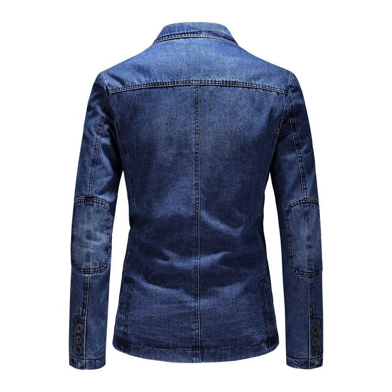 Mænds Denimblazere Herrefrakke Oversized Forår Efterår Casual Blazer Mænd Tøj Overtøj Jakke - Blå