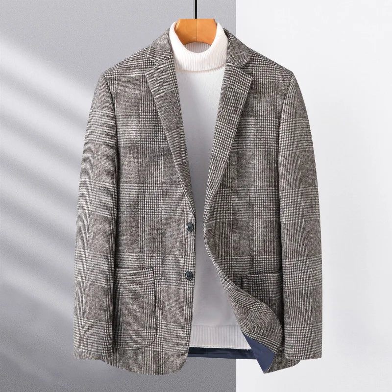 Uld Varme Mænd Til Blazer Efterår Vinter Smart Casual Klassisk Enkeltradet - Grå