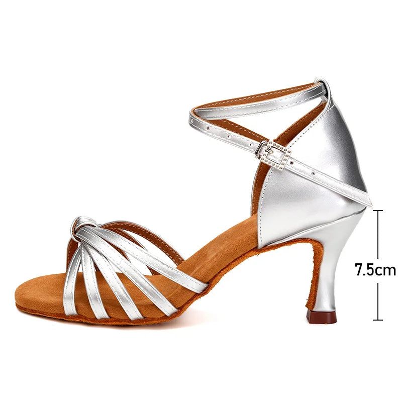 Dame Sko Ballroom Konkurrence Sko Sandaler Elegant - 7.5Cm Sort