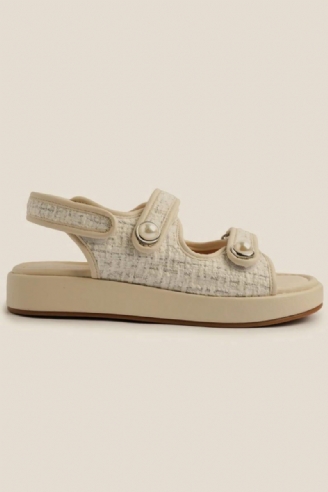 Sandaler Kvinder Sommer Ægte Læder Bead Flats Sko Til Lavhælede Platform Casuals