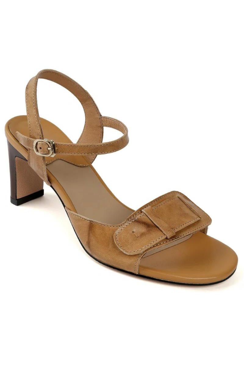 Vintage Lædersandaler Damespænde Sommersandaler Tykke Højhælede Slingbacks Damesandaler