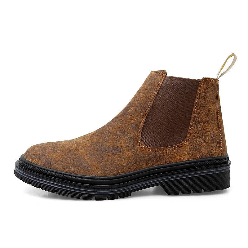 Ægte Læder Ankel Chelsea Støvler Mænd Botas Autumn Winter Boot - Brun