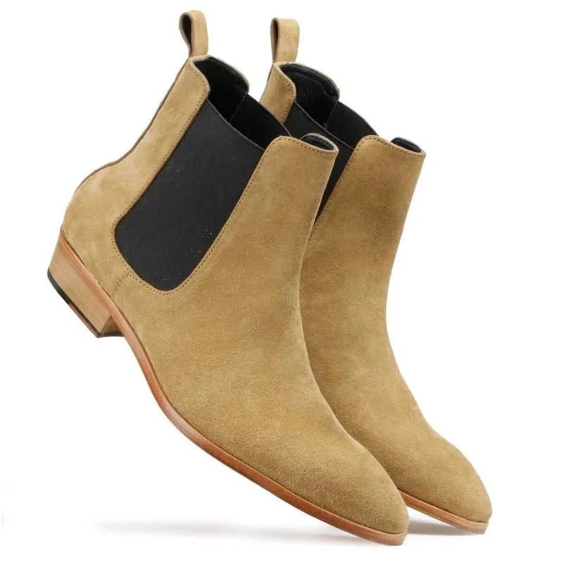 Chelsea Boots Håndlavede Vinter Mænd Sko Tilføj Velvet Work Basic Støvler Designer Sko - Brun