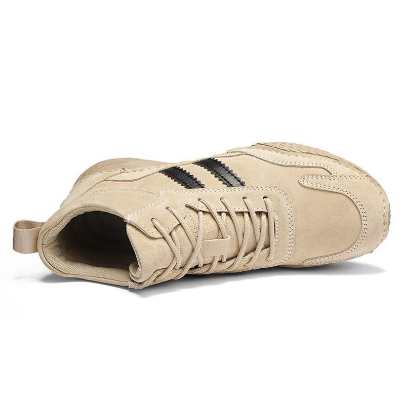 Mænd Ankelstøvler Casual Sko Botines Hombre Bottine Homme High Top Sneakers Efterår Vinter Plys Varm Luksus Brand Designer - Sand-1(Plush)