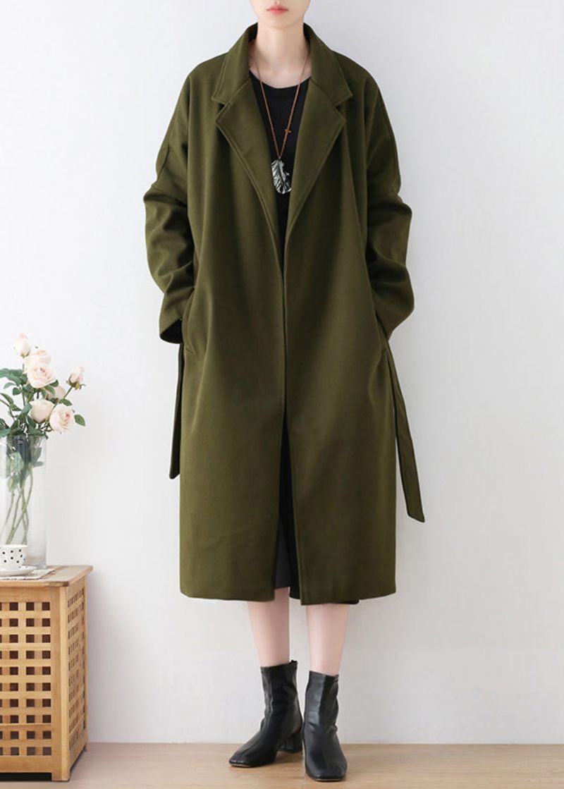 2024 Vinterlysegule Uldfrakker Plus Size Elegant Trenchcoat Med Hætte - Dame uldfrakker