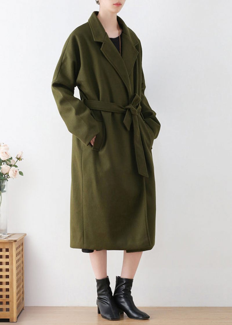 2024 Vinterlysegule Uldfrakker Plus Size Elegant Trenchcoat Med Hætte - Dame uldfrakker