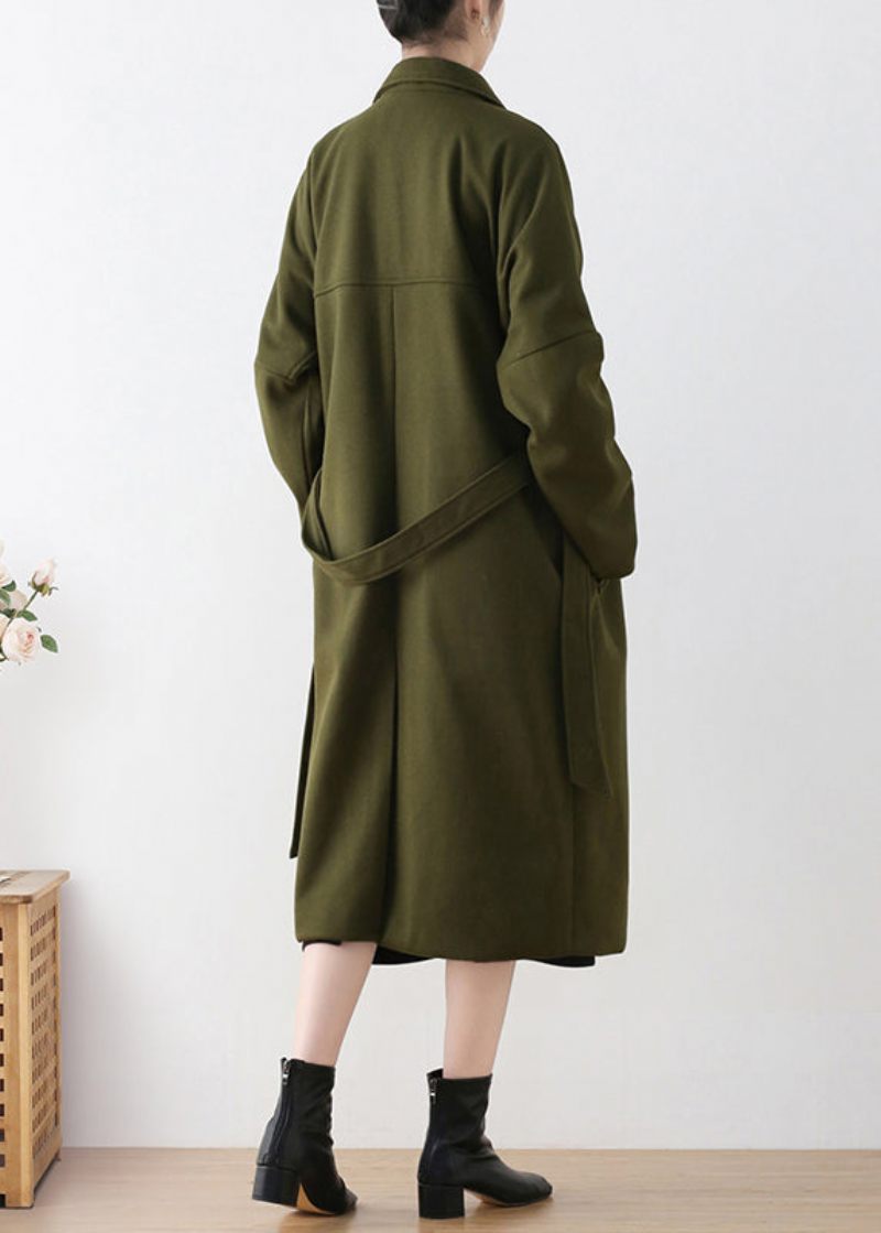 2024 Vinterlysegule Uldfrakker Plus Size Elegant Trenchcoat Med Hætte - Dame uldfrakker