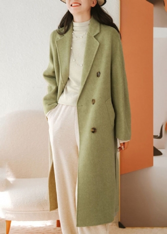 Bohemian Green Peter Pan Krave Sashes Woolen Coat Fall