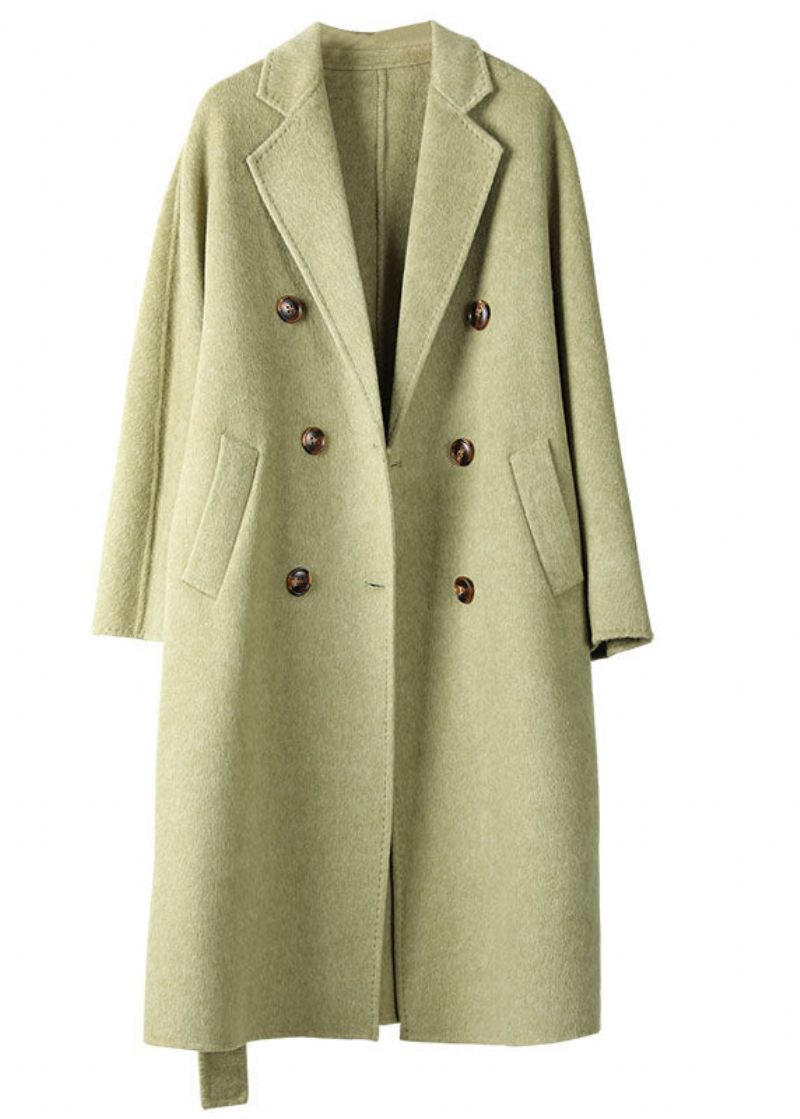 Bohemian Green Peter Pan Krave Sashes Woolen Coat Fall - Grøn