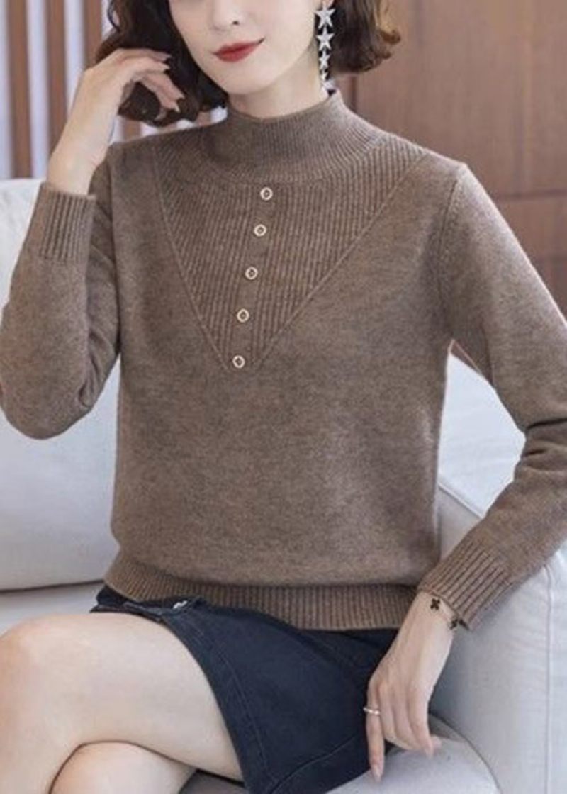 Coffee Cozy Knit Uld Strik Sweaters Rullekrave Forår - Dame uldfrakker