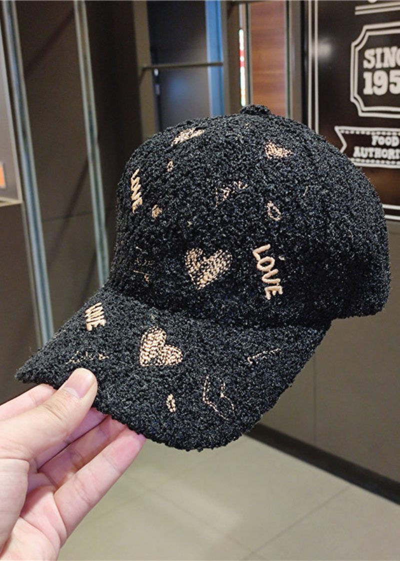 Diy Sort Brev Broderi Uld Baseball Cap Hat